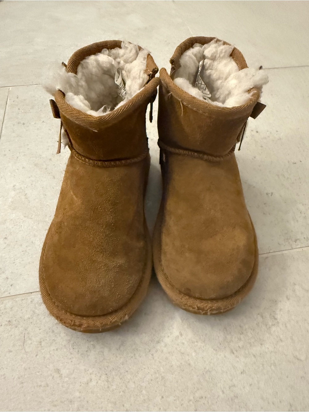 Koolaburra Kids Chestnut Suede Faux-Shearling Ankle Boots